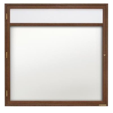 36""x36"" 1-Door Enclosed Wet/Dry Erase,Header,Black Board/Cherry -  UNITED VISUAL PRODUCTS, UV852DH-CHERRY-BLKPORC